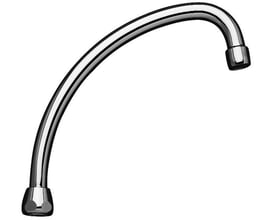 Detaljeret billede af Neoperl J-udløbstud med forkromet finish, fremspring på 200mm og 3/4" gevind.