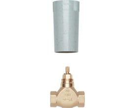 Grohe indvendig del til ventiloverdel fremstillet af messing, vist sammen med en beskyttende hætte, klar til installation.
