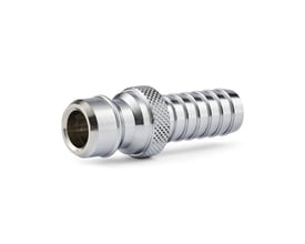 Nito slangespids i messing med 1/2" koblingsnippel og 13mm slangestuds på hvid baggrund.