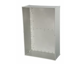 Fibox EKIABS64H-0 kassebund uden flangeåbninger, med dimensioner 600x400x170 mm, vist indvendigt med monteringspunkter.