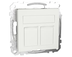 Lauritz Knudsen Merten dataudtag i polar hvid med plads til 2 Actassi eller Keystone konnektorer. Udtaget er lavet af polycarbonat og halogenfrit.