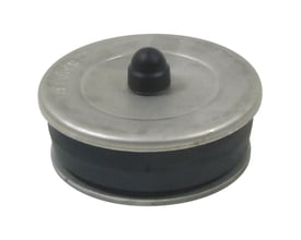 Blücher prop i syrefast stål med 82 mm diameter, lavet af AISI316L materiale, vist med sort gummitætning.