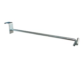 Maskinfabrikken Universal krog med hyldeforkantsliste, 250mm lang med Ø6mm krogdiameter, designet til 20mm firkantede rør.