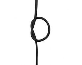 Sort 2x0,75 mm² stofledning med knude, ideel til lamper og dekoration.