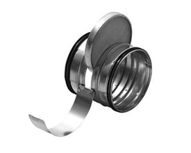 Lindab indskudsfilter IFU 250, hvor filteret er delvist trukket ud af metalcylinderen, med fokus på den indre konstruktion.