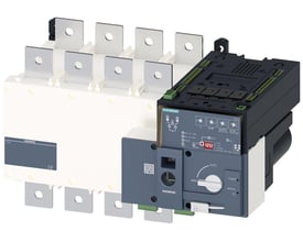 Siemens SENTRON 3KC automatisk overførselskoblingsudstyr, 4-polet, 630A, med tydeligt synlige terminaler og kontrolpanel.