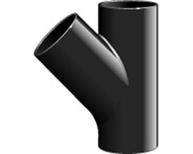 MA lige afløbsrør Ø150 mm med en skrå gren, fremstillet i sort støbejern med epoxy coating.