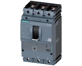 Siemens maksimalafbryder 3VA2, 3-polet, 250A, 110kA, 415V, grå og sort, med drejehåndtag og tydelig mærkning.