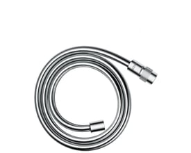 Hansgrohe Ax bruseslange på 1,6 meter i kromfarvet kunststof med metaloptik, vist med isolerende omløbere.