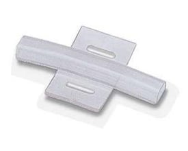 Nærbillede af Phoenix Contact PAB-KTL 23 COD.HULS 1013957 kabelmærkeskilteholder i transparent plast, viser design og monteringsegenskaber.