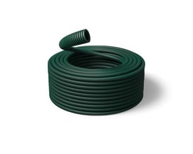PM Flex xSpeed RE 750N/R100 flexrør i grøn farve, 16 mm diameter, oprullet på en hvid baggrund med skygge.