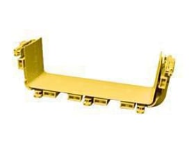 CommScope FiberGuide samlestykke 12x4" (300x100mm) i gul plast med synlige samleled og et U-formet design til kabelorganisering.