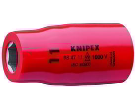 Knipex VDE-godkendt topnøgleindsats med 1/2" firkant og 11mm nøglevidde i skarp rød farve.