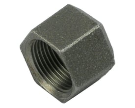 Unico slutmuffe 2" i sort metal, med synligt indvendigt cylindrisk gevind.