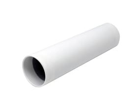 Hvidt GRAFT® FR-trækrør, Ø40 mm x 250 mm, set skråt med den åbne rørende tydeligt synlig.