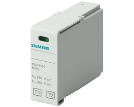 Siemens plug-in modul 5SD7 T1/T2, N-PE til overspændingsbeskyttelse med angivet UN 240 Vac og UC 264 Vac.