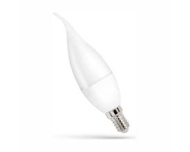 SpectrumLED LED-kertepære C37 med hvid, aflang kuppel og synlig E14-fatning, 4 W og 4000 K.