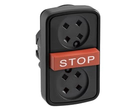 Schneider Electric Harmony Style 5 trykknap med sort "STOP" knap og to monteringshuller, Ø 22 mm.