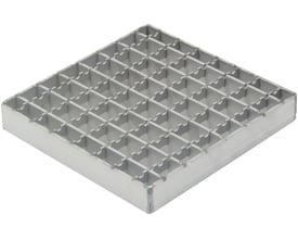 BLÜCHER gitterrist af syrefast stål til industriafløb, 200 x 200 mm, med skridsikring og rustfri finish.