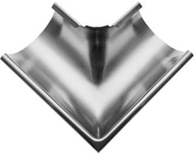 Rheinzink gering halvrund udvendig 12" (333 mm) i walzblank zink, vist på hvid baggrund.