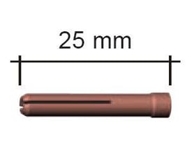 Kobber spændbøsning på 2,4 mm med lille hoved og 25 mm længde, designet til ABITIG GRIP 9/20 svejsebrændere.