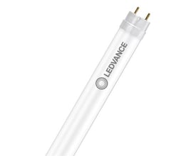 Ledvance LED rør T8 Superior med en længde på 450 mm og 900 lm, vist med de karakteristiske stik i hver ende.
