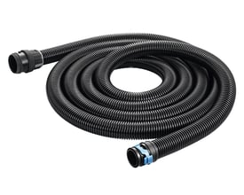 Baier antistatisk støvsugerslange på 5 meter med Ø40 mm, vist i en cirkulær form med klikkobling i begge ender.