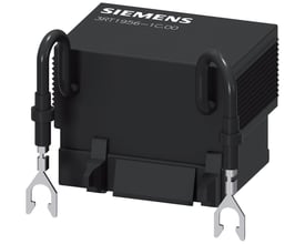 Siemens overspændingsdæmper 3RT1956-1C.00 i sort med hvide skrift og sølvfarvede terminaler.