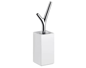 Axor Massaud toiletbørsteholder i krom og hvid, gulvstående model med stilrent design.
