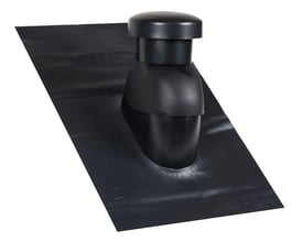 SabetoFlex universal taghætte 200 flex i sort, med en diameter på 200mm og tilhørende inddækning til taghældninger mellem 5-45 grader.