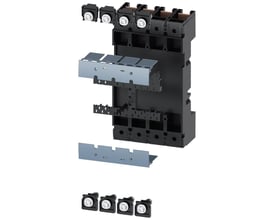 Siemens 3VA9 plug-in enhed, 4-polet, komplet sæt, isolerede terminalforbindelser og monteringsramme.