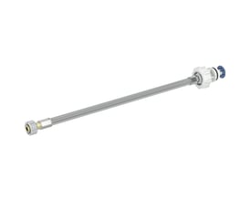 Geberit type 383 tilslutningsslange med grå, flettet slange og fittings i hver ende, 330 mm til Sigma12.