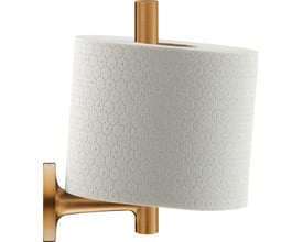 Duravit Starck T reserve papirholder i børstet bronze, med en hvid papirrulle monteret på holderen. Holderen måler 50x73x152 mm.