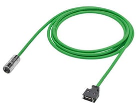 Siemens signalkabel til inkremental encoder, 7 meter lang og grøn, med lige stik i hver ende.