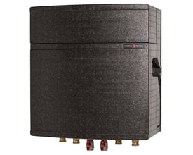 Termix VMTD-2 fjernvarmeunit i sort isolering, med synlig logo og tilslutninger i bunden.