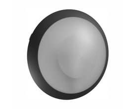 SpectrumLED E27 sløjfbar loftlampe, Ø30 cm, med sort rund kant og mønstret hvid skærm.