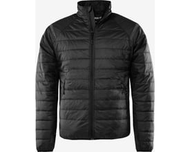 Fristads quiltetjakke GRP 130806 i sort, XL, med lynlås og praktiske lommer foran på den hvide baggrund.