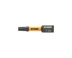 Ironside kraftbit Torx T20 på 32 mm set fra siden; den sorte ende er mærket T-20.