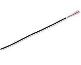 Lang, tynd sort ledning med synlig ende af kobbertråde.