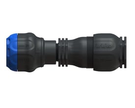 Isiflo Sprint samlemuffe 27-35x40mm i sort kompositmateriale med blå detaljer på hvid baggrund.