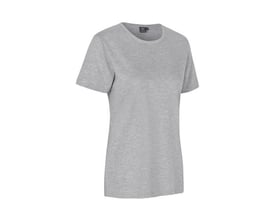 ID Identity T-shirt dame pro i grå melange, størrelse S, med rund hals og slidser i siderne.