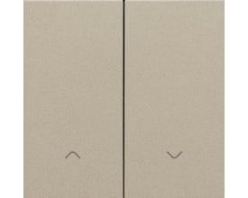 Niko smart betjeningstangenter i champagne-farvet finish, med op- og ned-pile symboler på en ensfarvet baggrund.