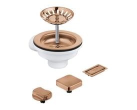 Grohe bundventil i børstet warm sunset kobberfinish til køkkenvask, 1 1/4", inklusive ristkurv og tilbehør.