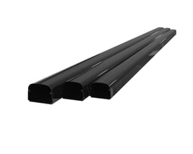 Sort Tecnosystemi OPTIMA T75 kabelkanal på 2 meter med afrundet låg og åbne kanalprofiler.