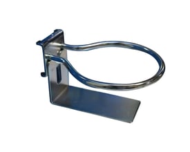 Ophæng til smørekande fra Maskinfabrikken Universal, fremstillet i blankt metal med en diameter på 80mm og en monteringsplade.