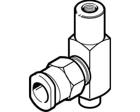 Festo holder ESH-HB-1-QS til vakuumsuger med lodret montage og vakuumtilslutning på siden, viser en L-formet kobling.