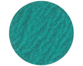 Tyrolit Qdisc PE Y 75XS ZA60 P48 quick change-slibeskive med rund, turkis slibeflade set forfra.