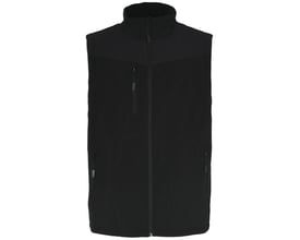 Sort foret stretchvest fra Lyngsøe Rainwear i størrelse XL med høj krave, gennemgående lynlås og bryst- samt sidelommer.