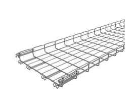 Detalje af Legrand gitterbakke FC's Fasclic+ samlingssystem og sikkerhedskant i zinkaluminium.