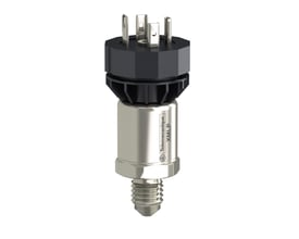 Schneider Electric tryktransmitter med 7/16 han væsketilslutning og DIN stik, 4-20mA output og rustfrit stål 316L.